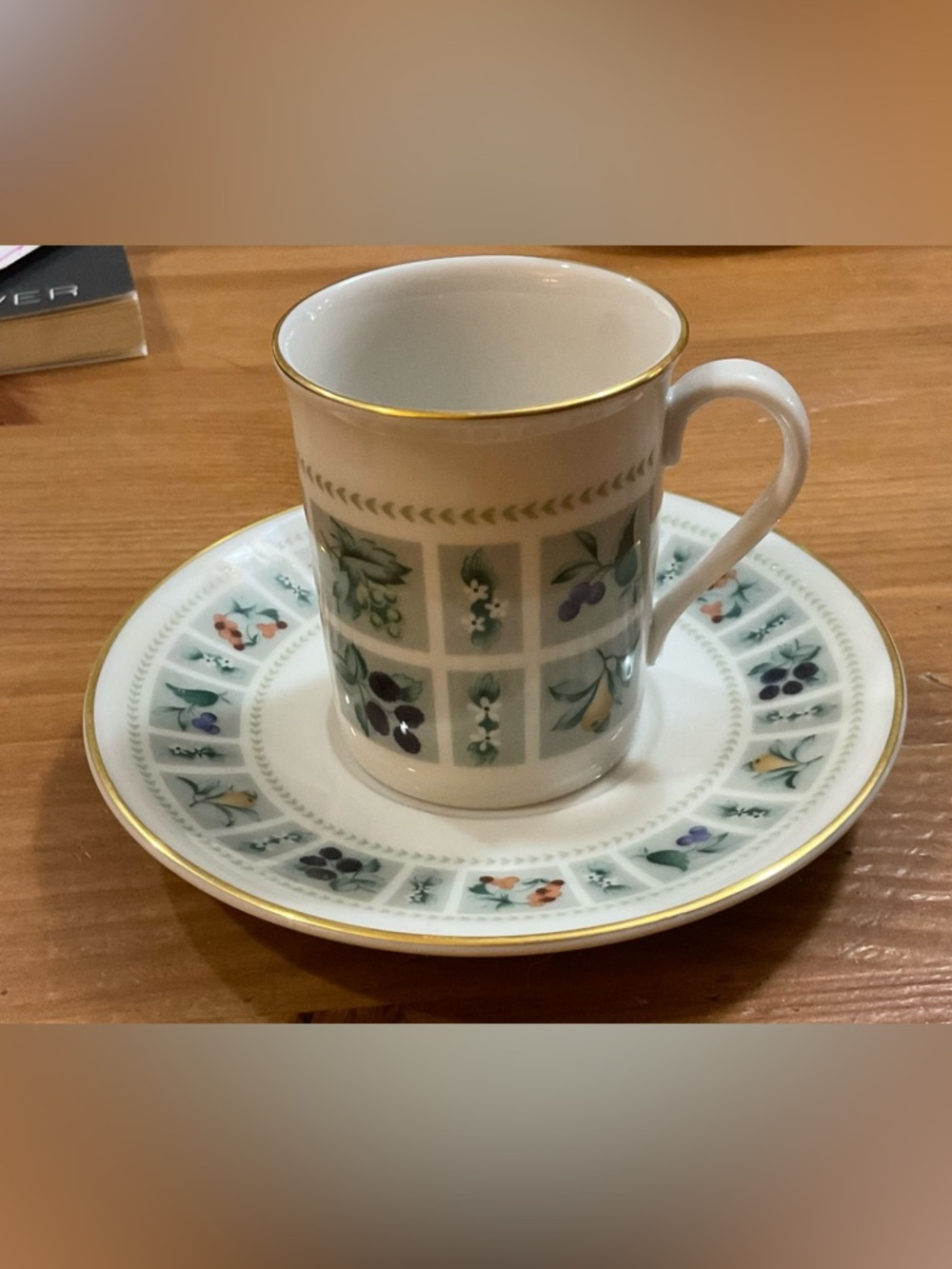 Royal Doulton: vintage,tapestry rare fruits and flowers tea cup and saucer set.